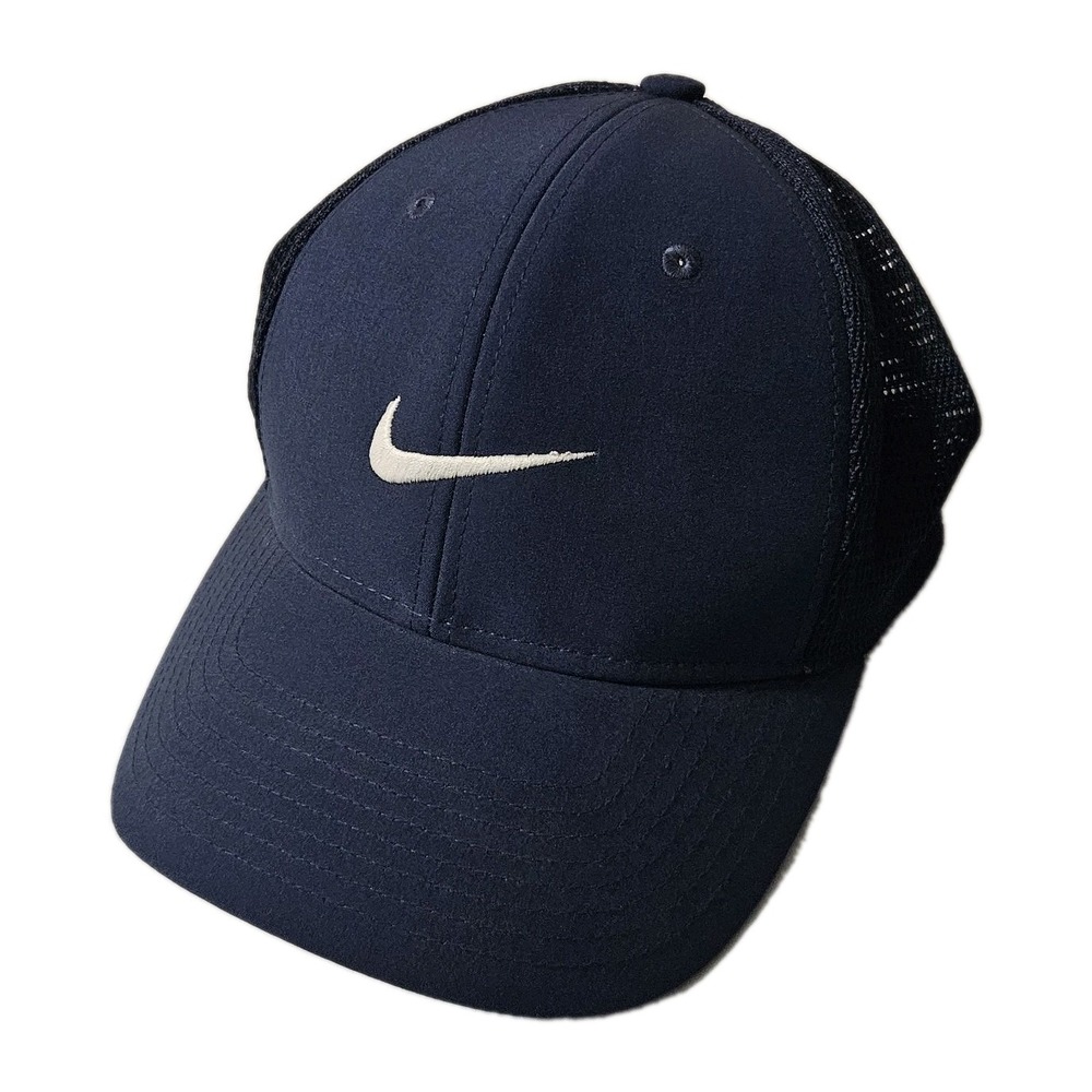 Nike Golf Hat Mens Blue Cap Golfing‎ Performance Swoosh Fitted Stretch Mesh